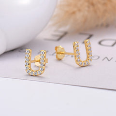 26-letter Zircon Earrings Uppercase Letters