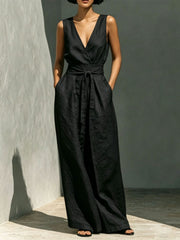 Womens Casual Sleeveless Tank Top And High-Waist Wide-Leg Pants Two-Piece Set