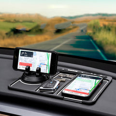 Support de téléphone de voiture antidérapant 4 en 1 avec carte de stationnement et tapis antidérapant. Support de téléphone adhésif pour tableau de bord.