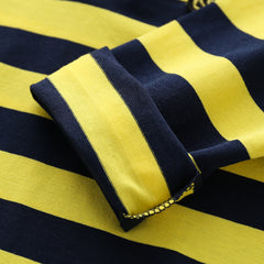 Spring and autumn striped long sleeve polo shirt