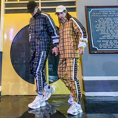 Plaid men and women jacket suit