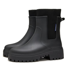 Women's Elastic-waist Rain Boots Mid- To Low-cut