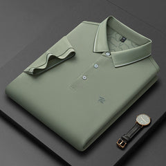 Men's Short-sleeve Lapel Solid-color Top