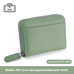 RFID Genuine Leather Card Wallet Men Women Purse With Coin Pocket Zipper Credit Card Holder Small Wallets Bags