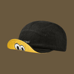 Spring And Summer Embroidered Cartoon Eyes Shapable Water-washed Dome-style American-style Funny And Cute Baseball Cap For Couples, For Date, Shopping, Outdoor Outings.