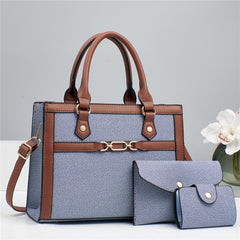 Stitching Contrast Color Fashion Mother-and-Child Bag Three-Piece Set