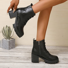 Chunky-soled Womens British-style Ankle Boots