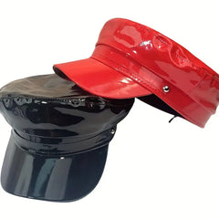 Influencer-style Glossy Patent Leather Sailor Hat