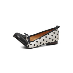 Women's Premium Full Grain Leather Split Toe Ballet Flats, Retro Tabi Bow Flat Shoes