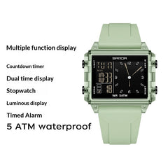 Square Large-dial Sports Watch With Waterproof Electronic Display