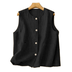 Sleeveless Vest Chic And Relaxed Fit Round Neck For Summer