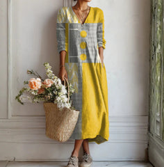 Lady's Linen Long-sleeved Dress