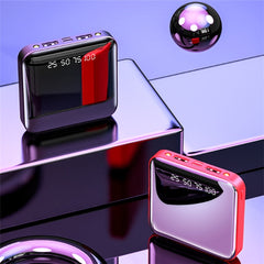 Mini-Powerbank 20000 mAh, tragbarer Powerbank mit Spiegel und Digitalanzeige