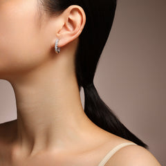 A Luxurious And Fashionable Minimalist Jewelry Earring Set Featuring Top-quality Moissanite Stones, Made Of S925 Silver Electroplated With Platinum.