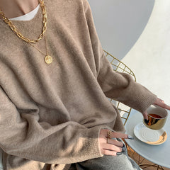 Women's metal medallion sweater sweater chain