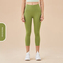 Women's Solid-Colored High-Waist Cropped Sports Fitness Pants