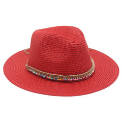 Single-color Fringed Dome-style Simple And Versatile Wide-brimmed Straw Hat Suitable For Vacation, Travel And Beach Use