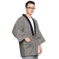 Japanese Men's Winter Kimono Cotton Jackets Halloween Coustume Japanese Samura Warm Cotton Kimono Coat Indoor Outdoor Kimono Coat Traditional Japanese Kimono For Men Lightweight & Warm Kimono