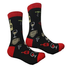 OF WINE printed rubber red and black socks