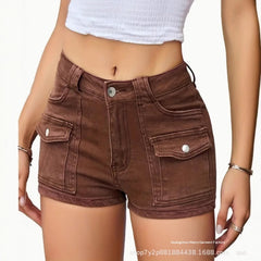Women's Stretchy Multi-Pocket Denim Shorts