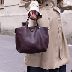 Vintage Full-Grain Vegetable-Tanned Leather Tote Bag