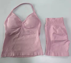 Fashionable Seamless Womens Fitness Shorts Set