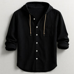 Men's Fashion Hooded Cotton-Linen Casual Long-Sleeve