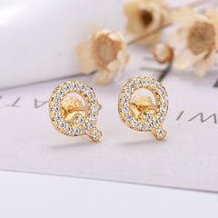 26-letter Zircon Earrings Uppercase Letters