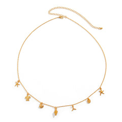 Resort-style Starfish And Scallop Shell Chain Waist Belt