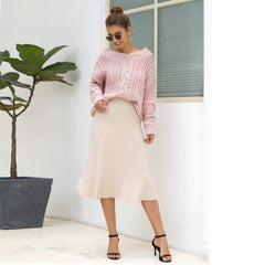 Long skirt knitted sweater dress