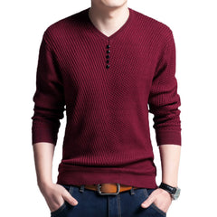 Men's sweater Korean round neck striped sweater