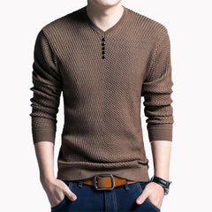 Men's sweater Korean round neck striped sweater