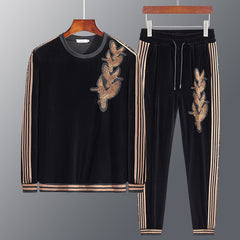 Men's personality embroidery sweater suit