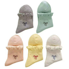Coquette Bow Embroidered Ruffle Cuff Ankle Socks, Pastel Color Cute Knit Socks, Women's Sweet Low-Cut Socks For Mary Janes & Preppy Style