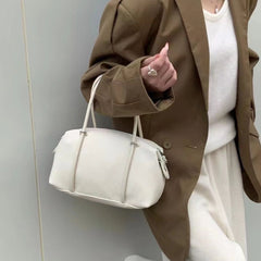 Elegant Lychee-Grain Bowling Bag For Women Retro And Versatile