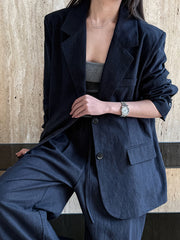 Sophisticated Look Tencel Linen Blazer And Pants Suit For Women