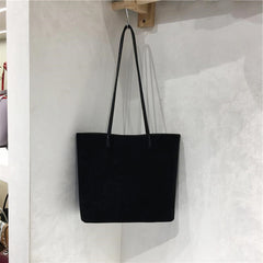 Retro Suede-Like Fabric Simple Handheld Shoulder Tote Bag