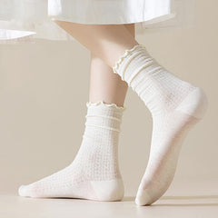 Summer Socks For Children Fungal Edge Thin Mesh Loose Mouth Stacked Breathable Middle Tube Socks