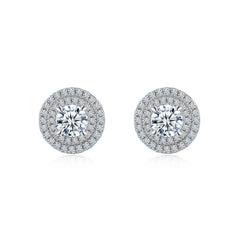 A Luxurious And Fashionable Minimalist Jewelry Earring Set Featuring A 0.5-carat Top-quality Morganite, Made Of S925 Silver Electroplated With Platinum.