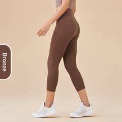 Women's Solid-Colored High-Waist Cropped Sports Fitness Pants