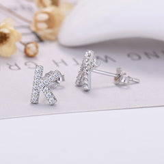 26-letter Zircon Earrings Uppercase Letters
