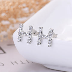 26-letter Zircon Earrings Uppercase Letters