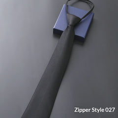 Mens Business Formal Zipper Tie With Blue Stripes