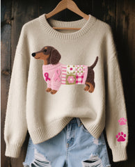 Womens 3D Digital Print Crew-Neck Sweater