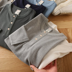 European And American Men's Cotton Waffle-Weave Long-Sleeve T-Shirt Base Layer