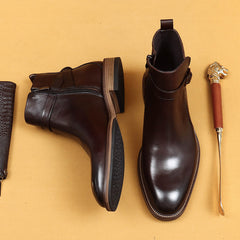 Business Formal Ankle Boots With Genuine Leather Lining