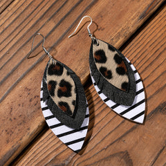 Fashionable Leather Multi-Layer Earrings In A Cartoon Style