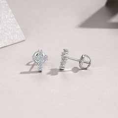 A Luxurious And Fashionable Minimalist Jewelry Earring Set Featuring Top-quality Moissanite Stones, Made Of S925 Silver Electroplated With Platinum.