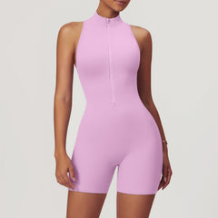 Fitness Yoga Jumpsuit With Zipper Summer Backless Shorts Jumpsuit Bodysuit For Women Clothing