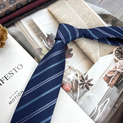 Retro Coffee Color Orange Red Striped Tie Hand Hit 8CM Men